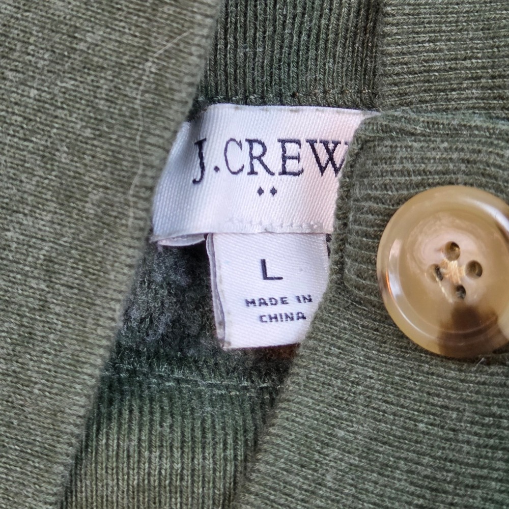 J.Crew Button Shoulder Mock Neck Sweater Womens Large Olive Green Pullover - Picture 2 of 7